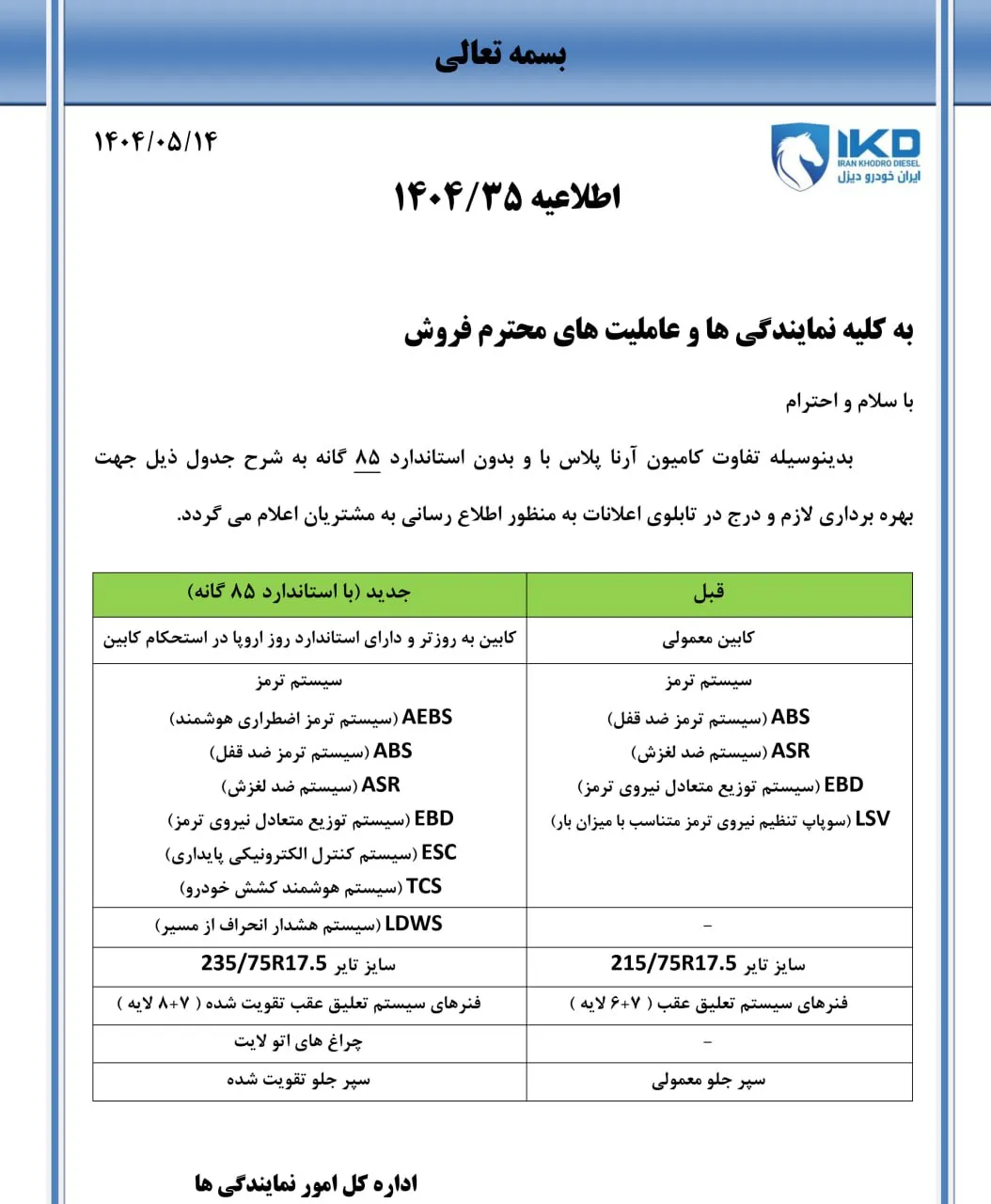 معرفی آرنا پلاس 6 تن با استاندارد 85 گانه- مرداد 1404